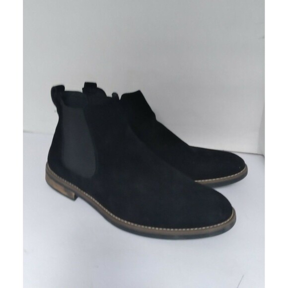 Classic Black Suede Chelsea Boots with Contrast Stitching and Elastic‎ Gores - Picture 3 of 8